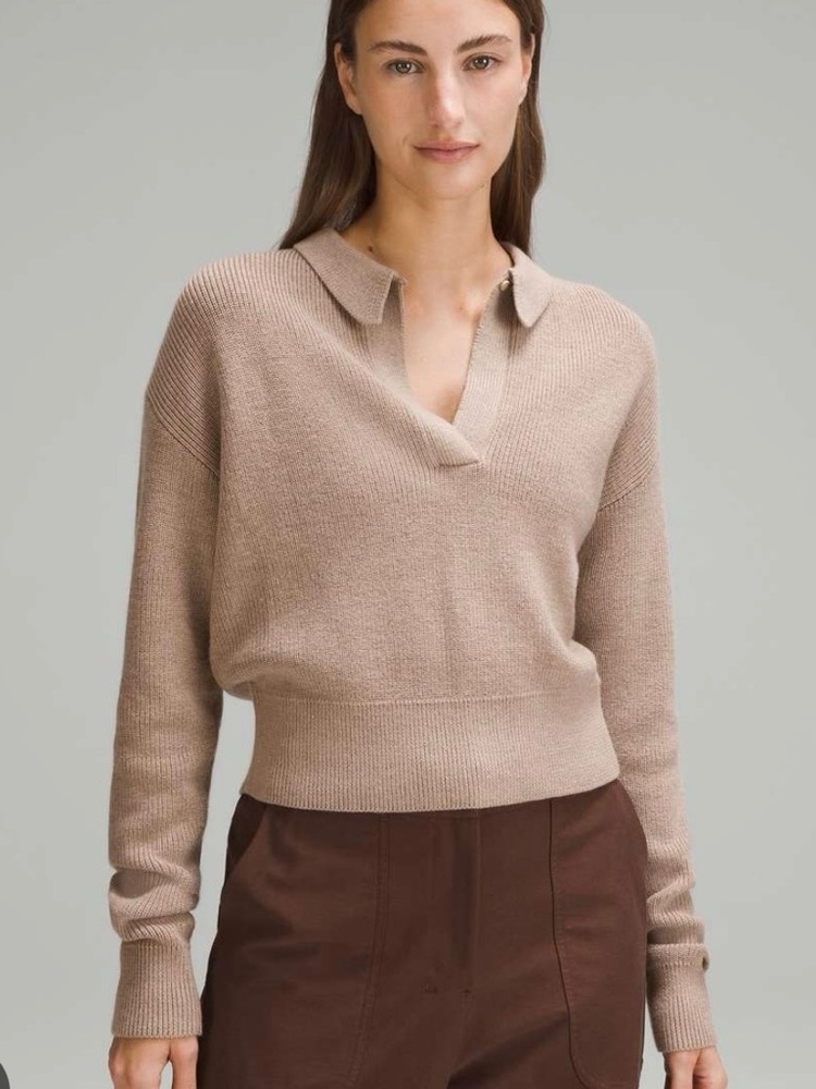 Lululemon Collared Merino Wool Blend Cropped Sweater Women’s Size Xs